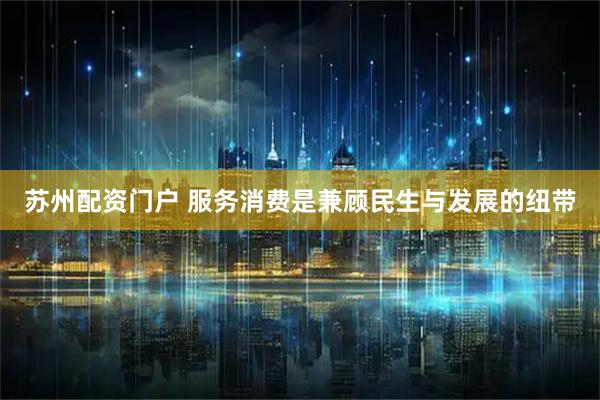 苏州配资门户 服务消费是兼顾民生与发展的纽带